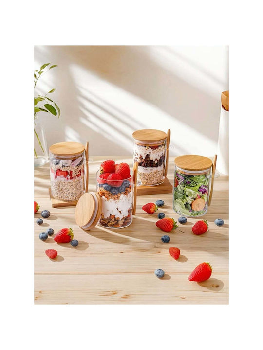 SteweHome Set of 2 Jars for Coffee Sugar Tea with Airtight Lid Wooden Orange 450ml