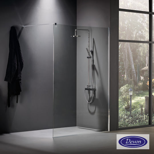 Devon Iwis Walk-in Καμπίνα Ντουζιέρας με Συρόμενη Πόρτα 77-79x200cm Clear Glass Chrome