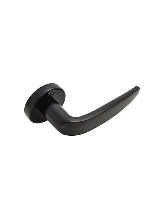Convex Middle Door Lever with Rosette 2245 Pair with Mouthpiece Matt Black