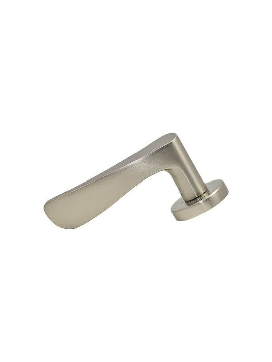 Convex Front Door Lever With Rosette Pair With Mouthpiece Matte Nickel