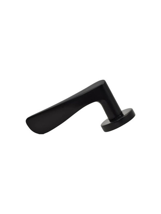 Convex Front Door Lever With Rosette Pair With Mouthpiece Matte Black