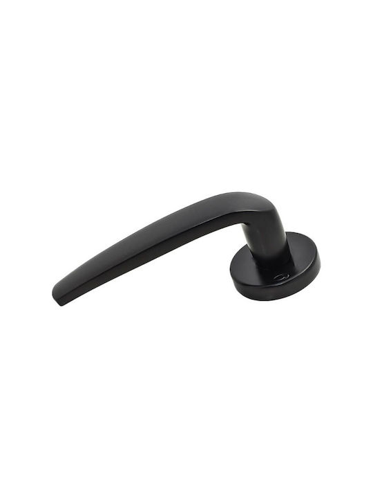 Convex Middle Door Lever with Rosette 2245 Pair with Mouthpiece Matt Black