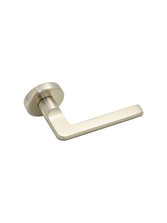 Convex Middle Door Lever With Rosette 2325 Pair With Mouthpiece Matt Nickel