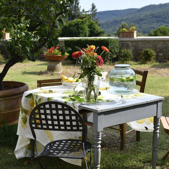 Tessitura Toscana Telerie Τραπεζομάντηλο Λινό Linen Tablecloth Limoncello Λευκό 170x170εκ.