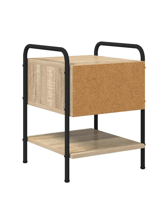 Wooden Bedside Tables With Metal Legs Beige 2 Pieces 35x36.5x47cm