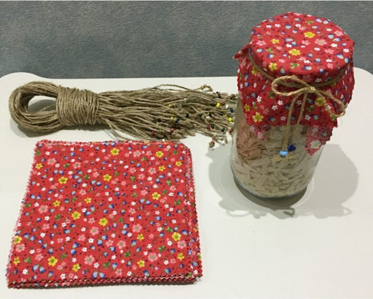 Stewehome Set of Fabric Jar Lid Covers with Cord Tie Beads White