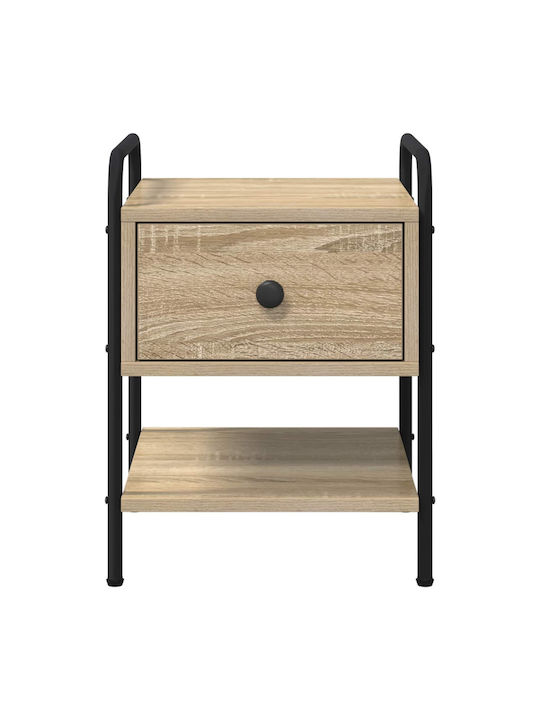 Wooden Bedside Tables With Metal Legs Beige 2 Pieces 35x36.5x47cm