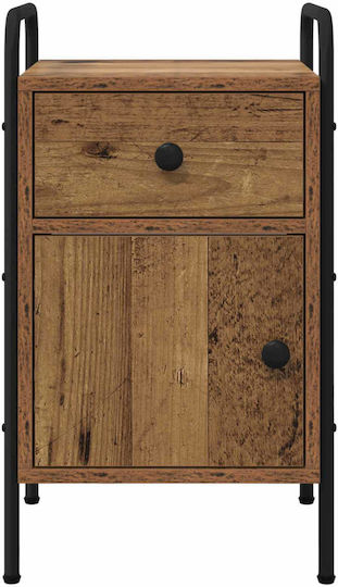 Нощни Шкафчета Дървени с Метални Крака Черни 2 Бройки 35x36.5x61см