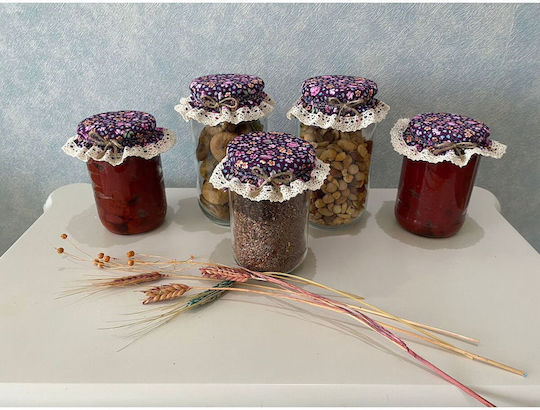 Stewehome Set Of 5 Pieces Purple Fabric Elastic Jar Food Covers Purple Flowers