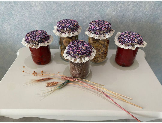 Stewehome Set Of 5 Pieces Purple Fabric Elastic Jar Food Covers Purple Flowers