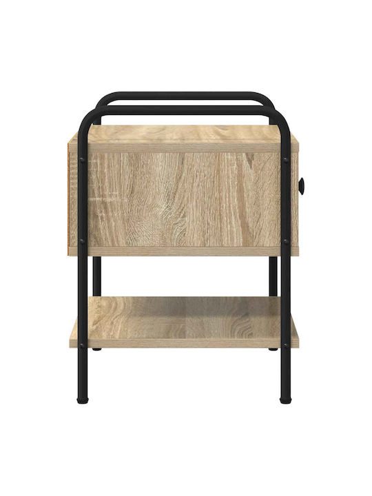Wooden Bedside Tables With Metal Legs Beige 2 Pieces 35x36.5x47cm