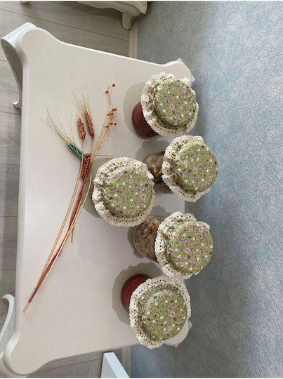 Stewehome Set 5 Stücke Lebensmittelabdeckungen Glas mit Gummizug Grüne Blumen Grüne