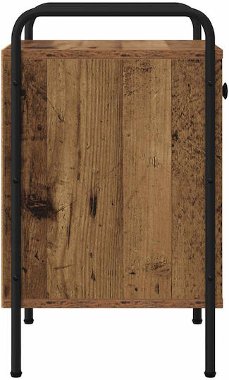 Нощни Шкафчета Дървени с Метални Крака Черни 2 Бройки 35x36.5x61см