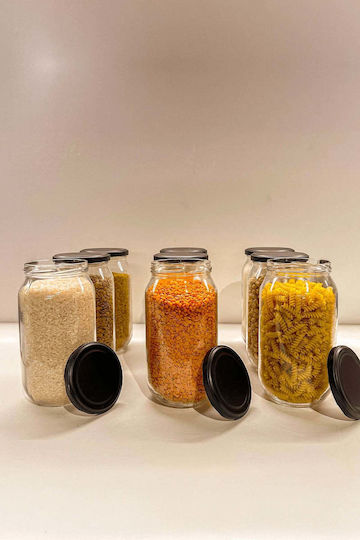 SteweHome Ste-041513-P41513 Spice Jars Glass Black 9 Pieces