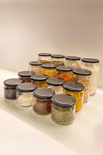 SteweHome Ste-041417-P41417 Spice Jars Glass Black 12 Pieces