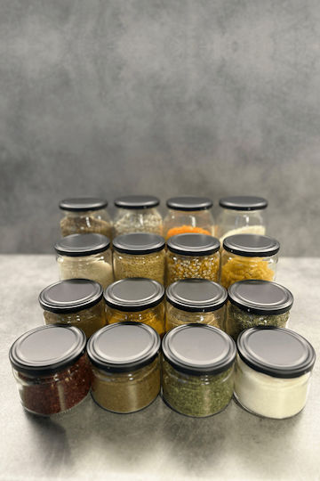 SteweHome Ste-041484-P41484 Spice Jars Glass Black 12 Pieces