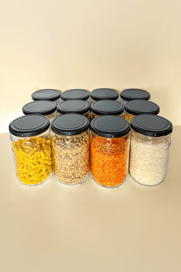 SteweHome Ste-041484-P41484 Spice Jars Glass Black 12 Pieces