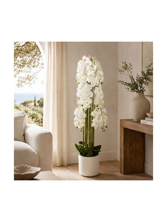 Künstliche Orchidee Weiß 150cm Topfpflanze 87555-2