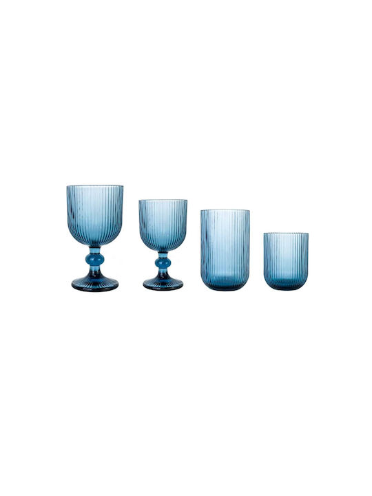 Cryspo Trio Noris Set Water / Whiskey Glasses from Glass in Blue Colour Goblet 350ml 24pcs