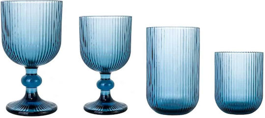 Cryspo Trio Noris Water Whiskey Goblets Glass Blue 350ml 24 Pieces