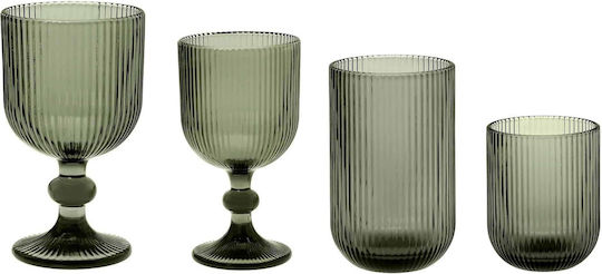 Cryspo Trio Noris Smoke Set of Black Stemmed Glass White Wine Glasses 350ml 24 pcs