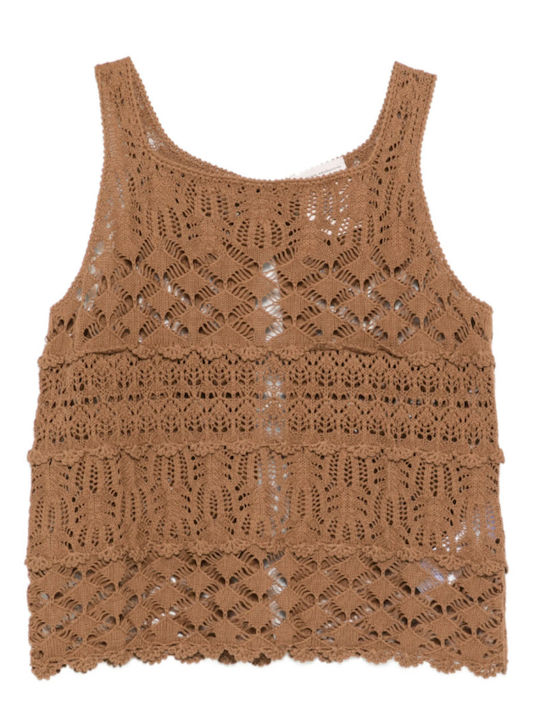 Women's Cotton Sweater Brown S6SF01 T89 1