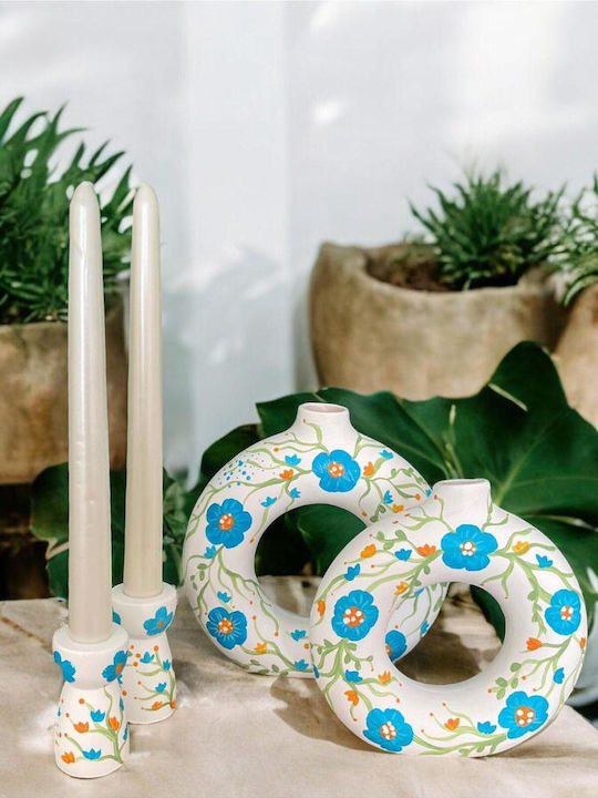 SteweHome Set Ceramic Candle Holders 17x19cm 4 Pieces