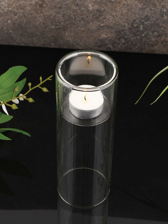 SteweHome Glass Candle Holder In White Colour 7x7x20cm