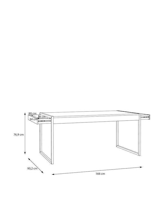 Τραπέζι Τραπεζαρίας Μεταλλικό Riviera Oak 166x90x77εκ.