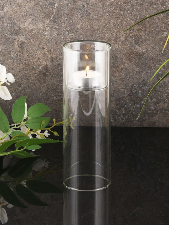 SteweHome Glass Candle Holder In White Colour 7x7x20cm