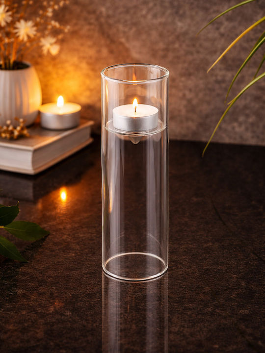 SteweHome Glass Candle Holder In White Colour 7x7x20cm