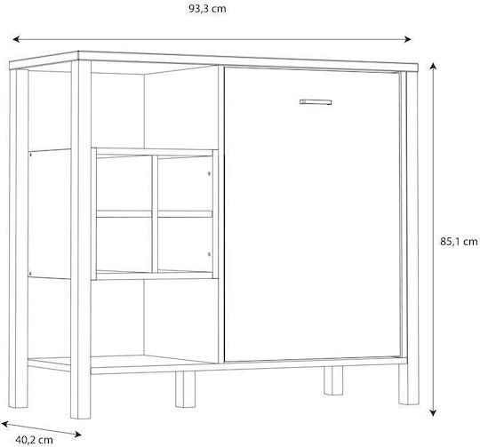 Bufet din Metal Riviera Oak 94x40x85cm