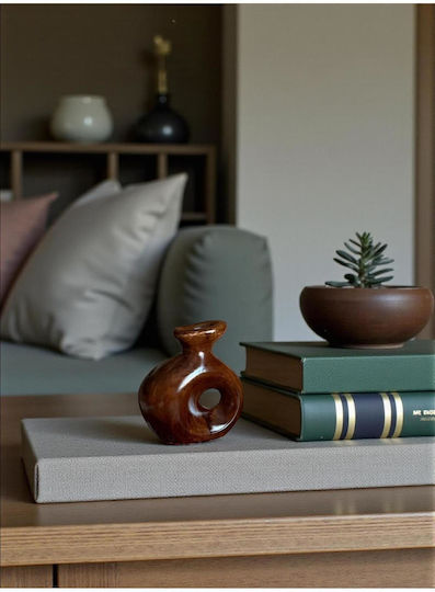 Stewehome Obiect Decorativ Minimalist Inel Maro Porțelan Maro 15 Cm