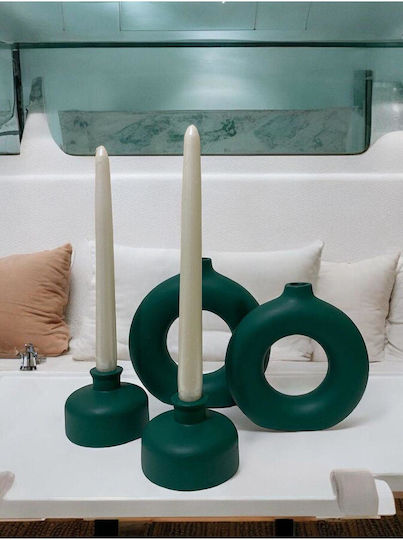 Stewehome Set De Vază Decorativă Suport Pentru Lumânări Stil Boem Verde 10x11 Cm