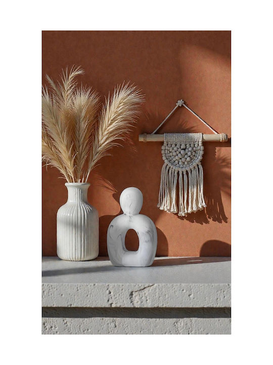 Stewehome Set Of 3 Abstract Family Decorative Figures Concrete Black White Marble Pattern Minimalist White 8x6x12 Cm