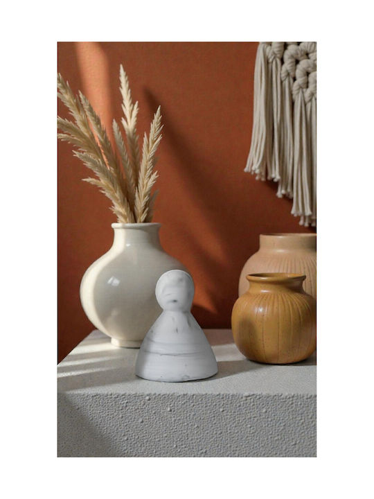 Stewehome Set Of 3 Abstract Family Decorative Figures Concrete Black White Marble Pattern Minimalist White 8x6x12 Cm