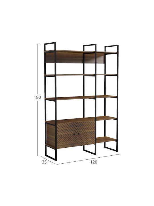 Nezer Walnut Bookcase 120x35x180cm