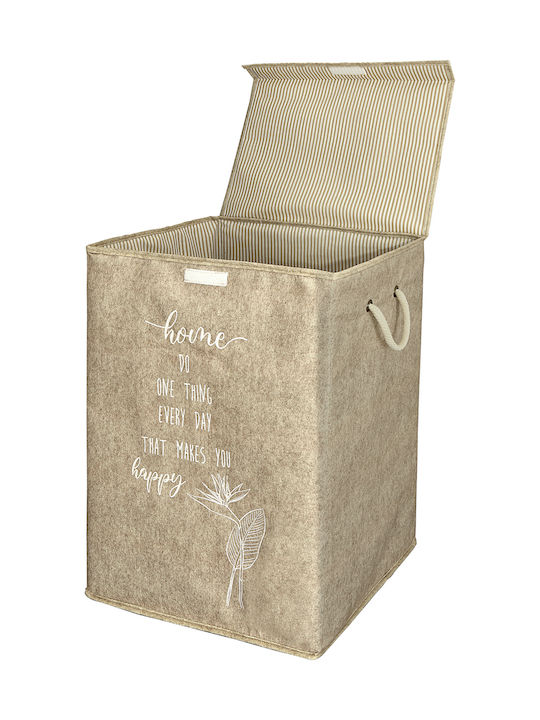 SteweHome Set Laundry Baskets Fabric Collapsible with Cap Beige