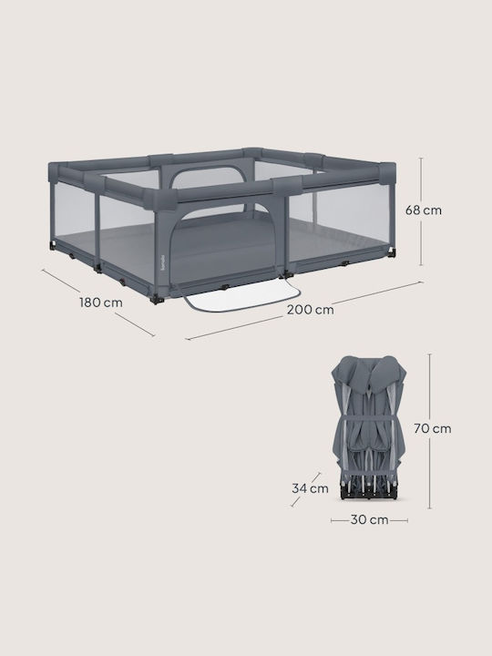 Lionelo Florence Xl Babypark Mit Matratze Graues 200x180cm
