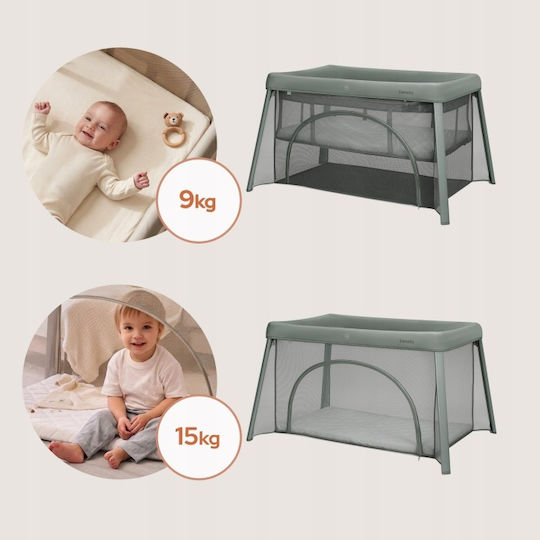 Lionelo Baby Cradle with Mattress Side Opening and Wheels Green