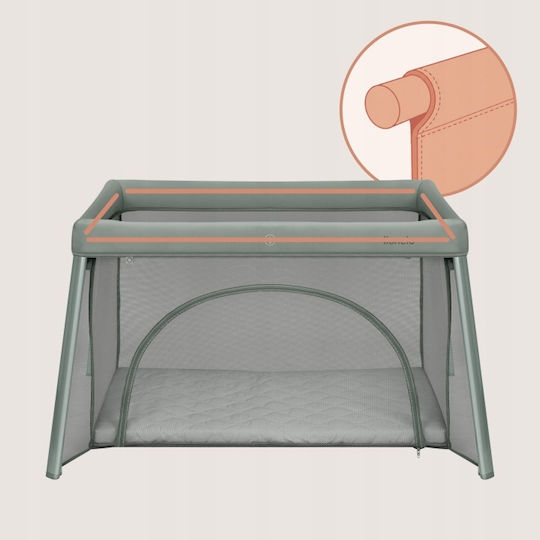 Lionelo Baby Cradle with Mattress Side Opening and Wheels Green