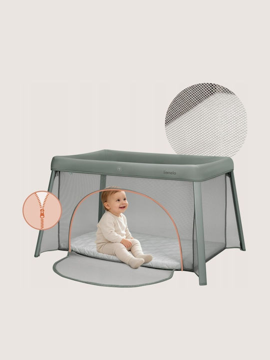 Lionelo Baby Cradle with Mattress Side Opening and Wheels Green