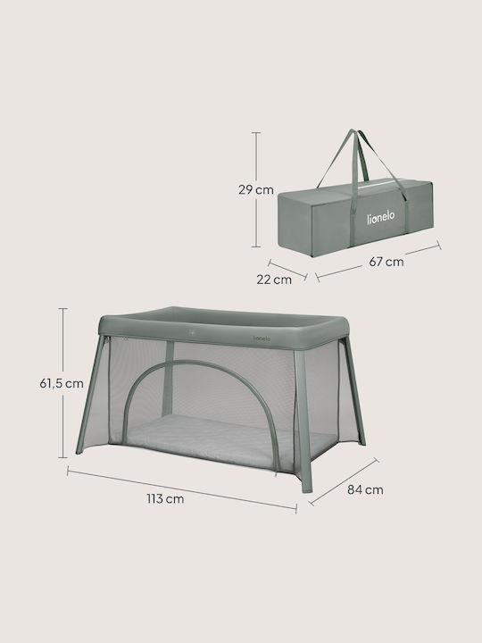 Lionelo Baby Cradle with Mattress Side Opening and Wheels Green