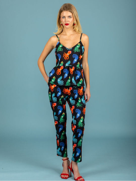 Damen Stoffhose in Lose Passform Schwarz