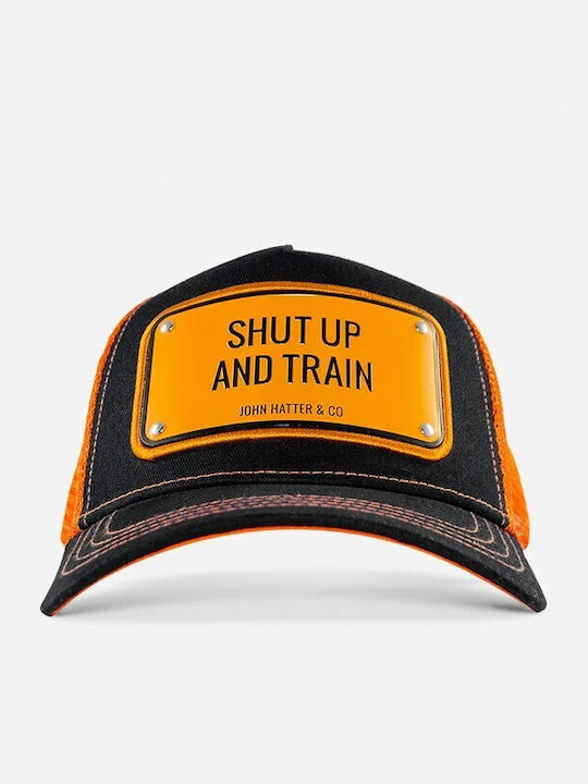 Shut Up Train Schwarz-Orange Jockey Cap Mit Metallischem Patch John Hatter & Co Shut Up Train Schwarz-Orange Jockey Cap Mit Metallischem Patch John Hatter & Co