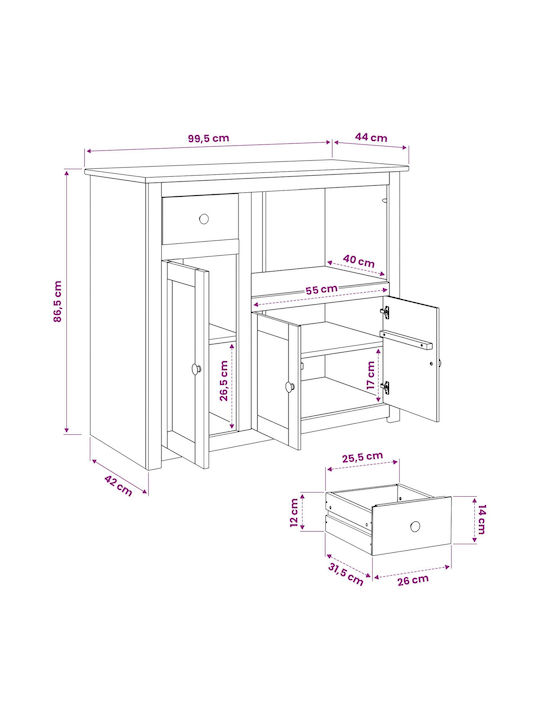 Boden Küchenschrank Weiß 99.5x44x86.5cm