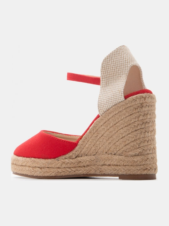 Sommer Damenplattformen im Stil Espadrilles Rote