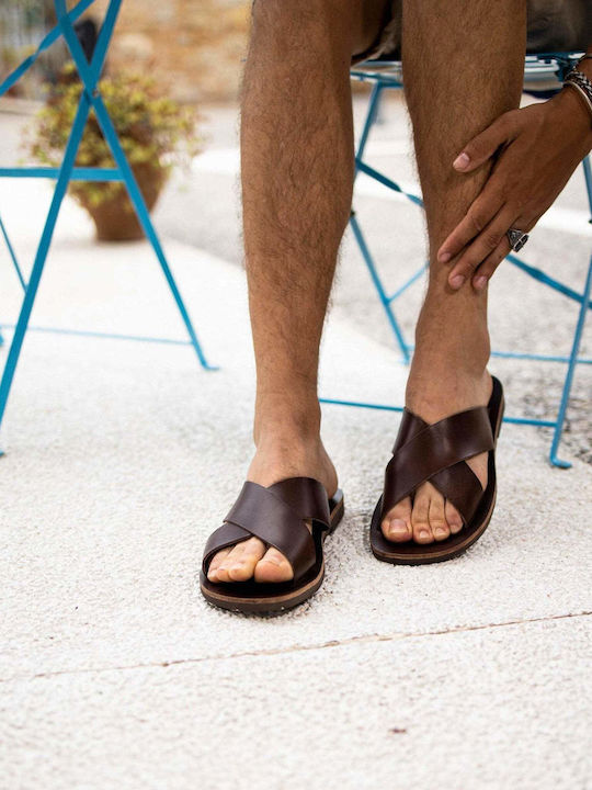 Men's Sandals Cross Straps Ikaros Brown