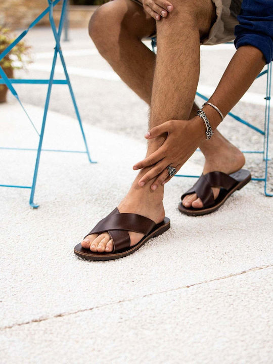 Men's Sandals Cross Straps Ikaros Brown