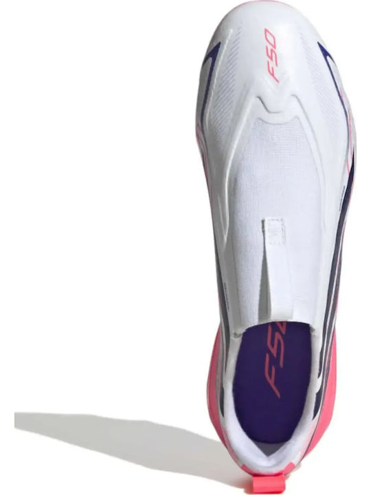 F50 Hyperfast League Laceless FG Παιδικά Ποδοσφαιρικά Παπούτσια με Τάπες Λευκά